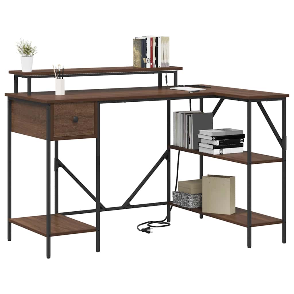 Bureau met lade Bruin Eiken 120 x 79 x 86,5 cm Bewerkt hout is nu te koop bij PeponiXL, paradijselijk wonen!
