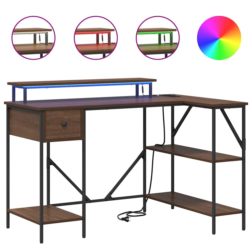 Bureau met lade Bruin Eiken 120 x 79 x 86,5 cm Bewerkt hout is nu te koop bij PeponiXL, paradijselijk wonen!