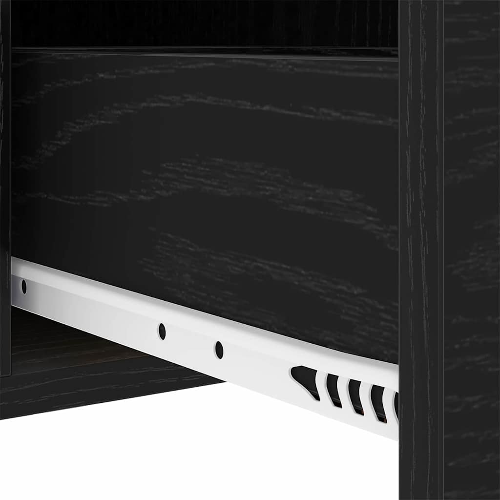 Nachtkastje met lade Zwart Eiken 30 x 48 x 61 cm Bewerkt hout is nu te koop bij PeponiXL, paradijselijk wonen!