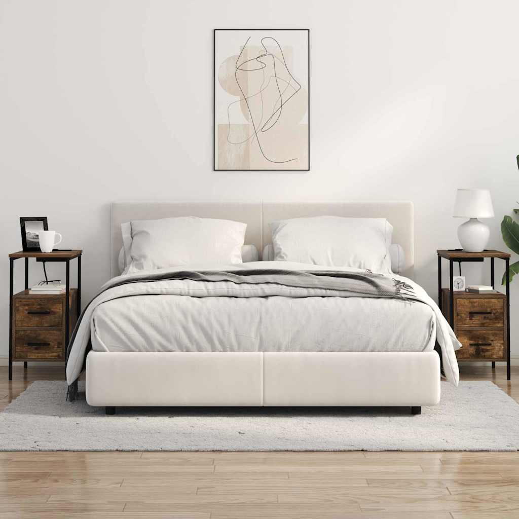 Nachtkastje met lade Gerookt eiken 30 x 48 x 61 cm Bewerkt hout is nu te koop bij PeponiXL, paradijselijk wonen!