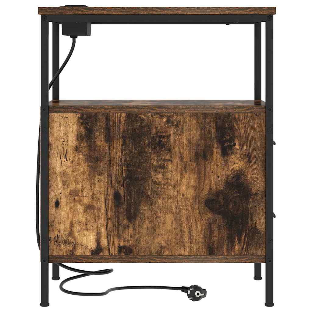 Nachtkastje 2 pcs Gerookt eiken 30 x 48 x 61 cm Bewerkt hout is nu te koop bij PeponiXL, paradijselijk wonen!