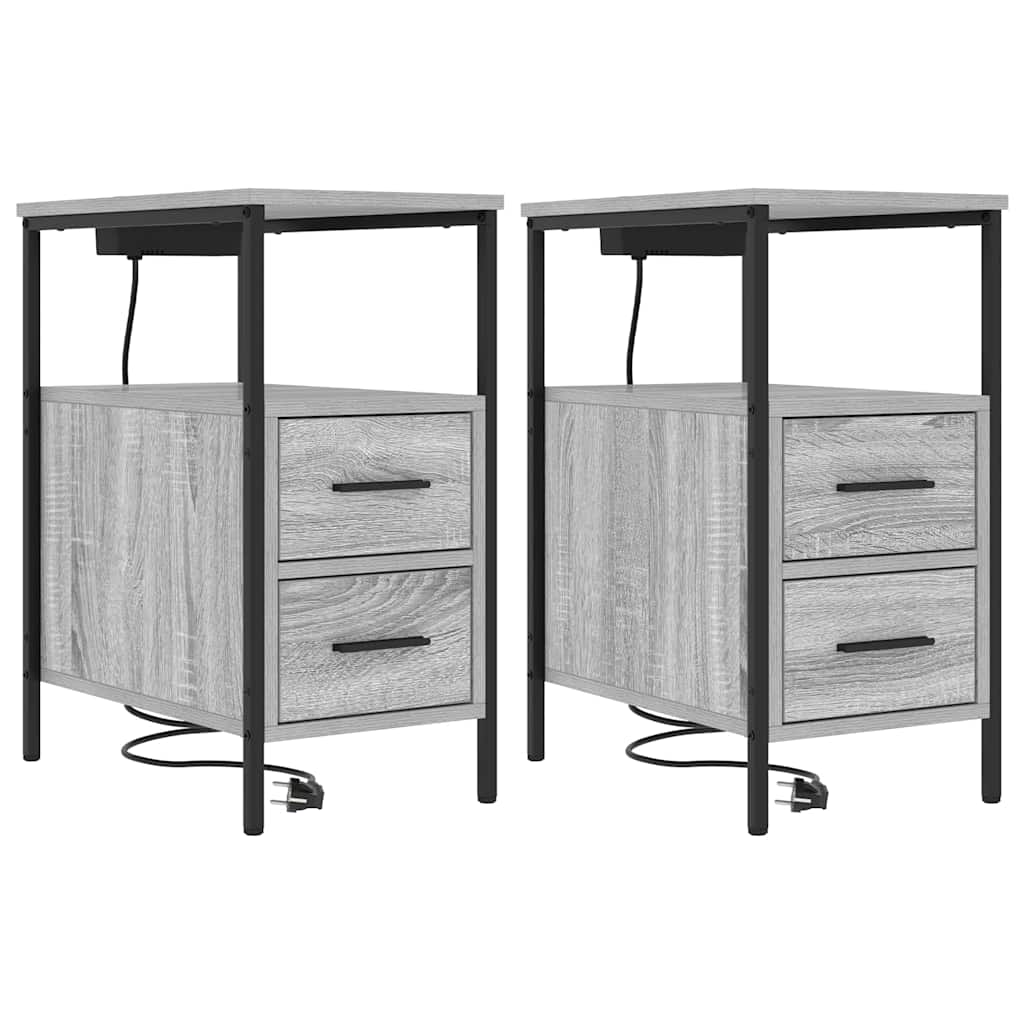 Nachtkastje 2 pcs Grijs Sonoma 30 x 48 x 61 cm Bewerkt hout is nu te koop bij PeponiXL, paradijselijk wonen!