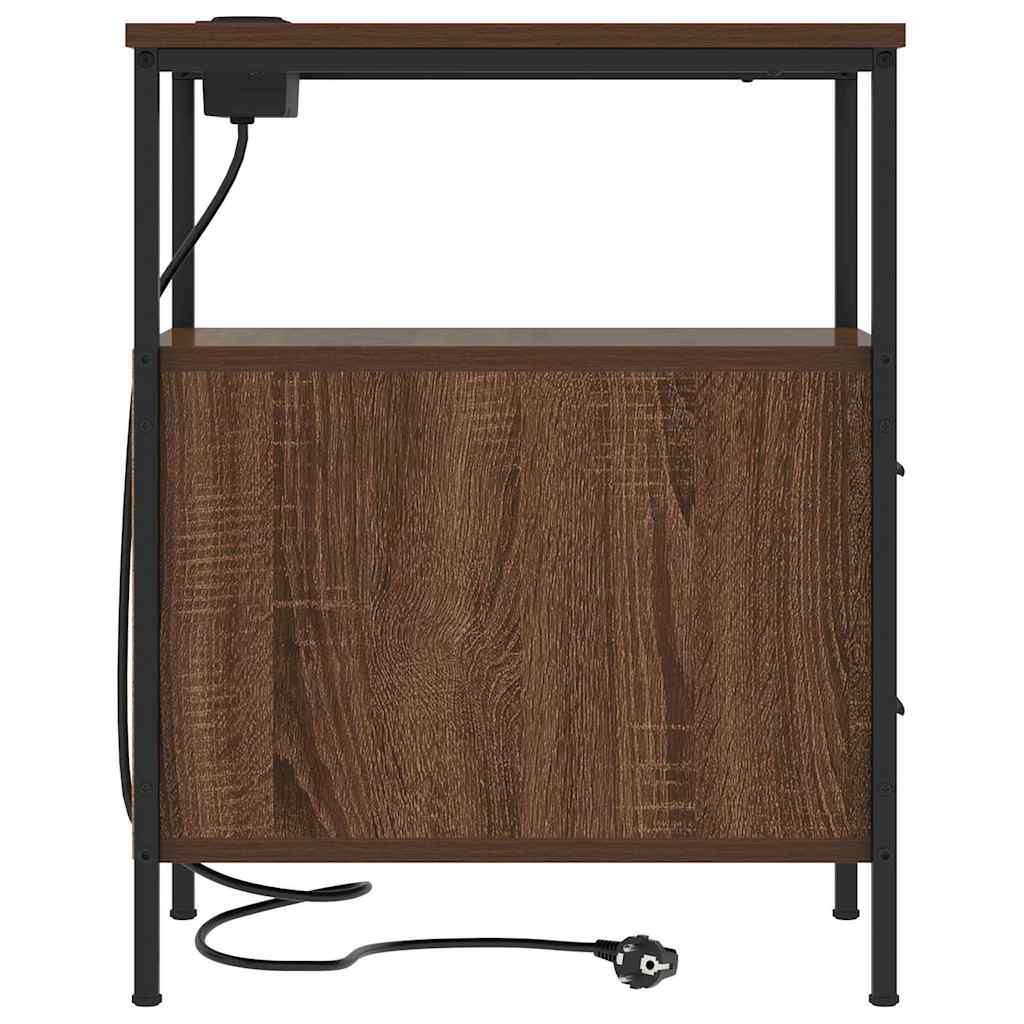 Nachtkastje met lade Bruin Eiken 30 x 48 x 61 cm Bewerkt hout is nu te koop bij PeponiXL, paradijselijk wonen!