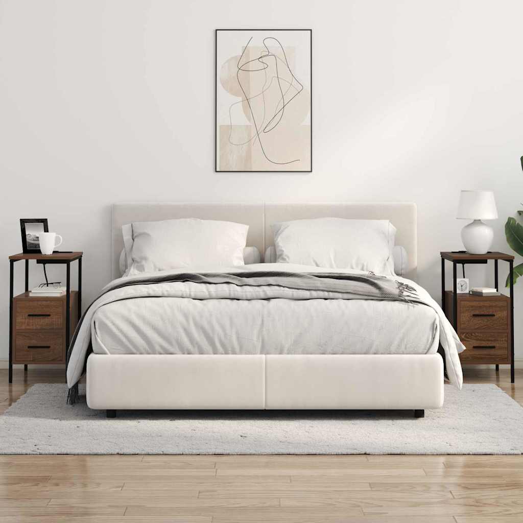 Nachtkastje 2 pcs Bruin Eiken 30 x 48 x 61 cm Bewerkt hout is nu te koop bij PeponiXL, paradijselijk wonen!