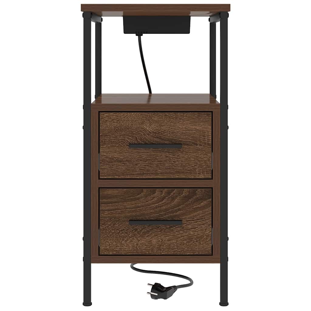 Nachtkastje 2 pcs Bruin Eiken 30 x 48 x 61 cm Bewerkt hout is nu te koop bij PeponiXL, paradijselijk wonen!