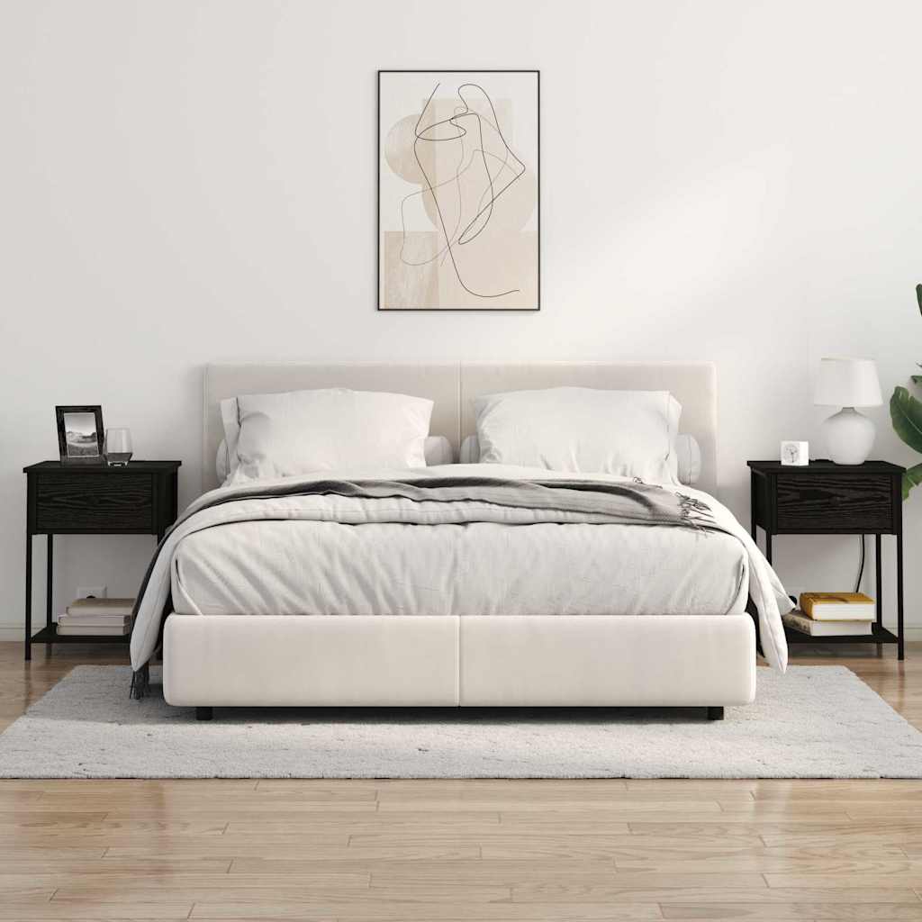 Nachtkastje met lade Zwart Eiken 42 x 41 x 56 cm Bewerkt hout is nu te koop bij PeponiXL, paradijselijk wonen!