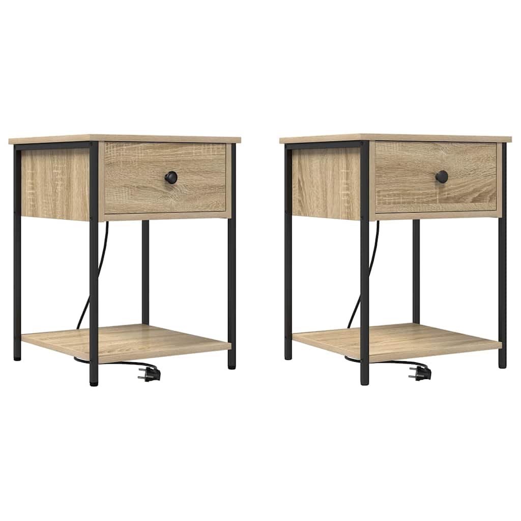 Nachtkastje 2 pcs Sonoma Eiken 42 x 41 x 56 cm Bewerkt hout is nu te koop bij PeponiXL, paradijselijk wonen!