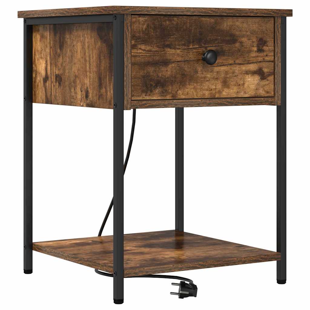 Nachtkastje 2 pcs Gerookt eiken 42 x 41 x 56 cm Bewerkt hout is nu te koop bij PeponiXL, paradijselijk wonen!