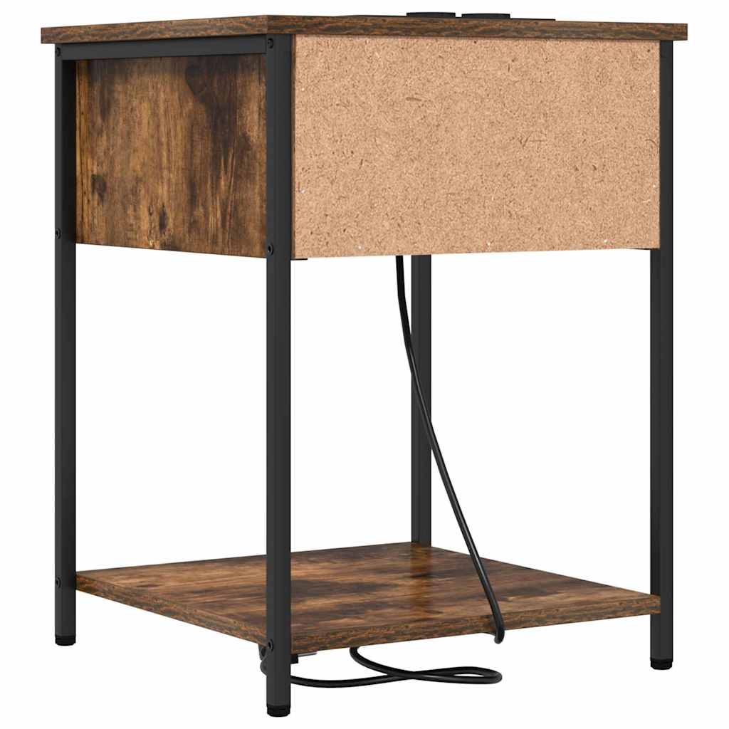 Nachtkastje 2 pcs Gerookt eiken 42 x 41 x 56 cm Bewerkt hout is nu te koop bij PeponiXL, paradijselijk wonen!