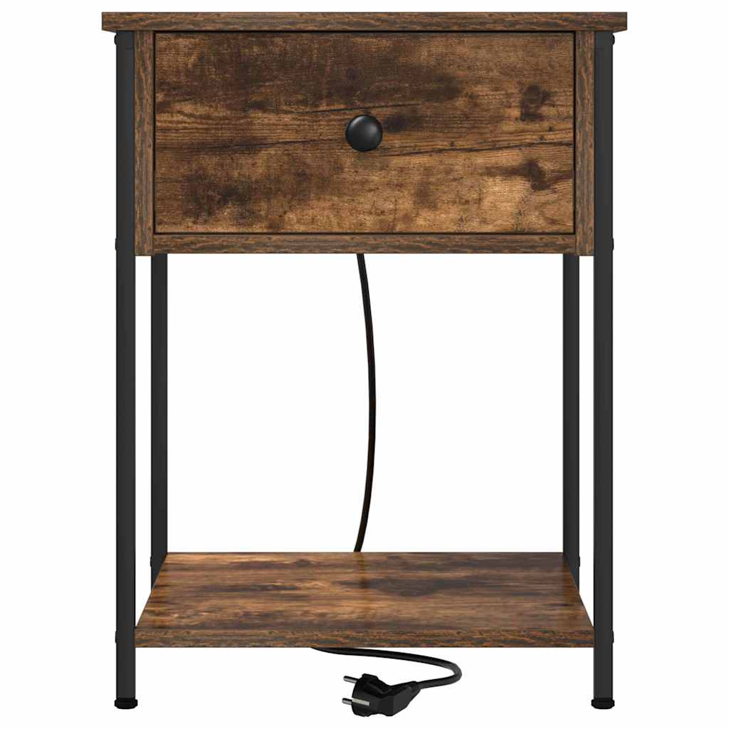 Nachtkastje 2 pcs Gerookt eiken 42 x 41 x 56 cm Bewerkt hout is nu te koop bij PeponiXL, paradijselijk wonen!