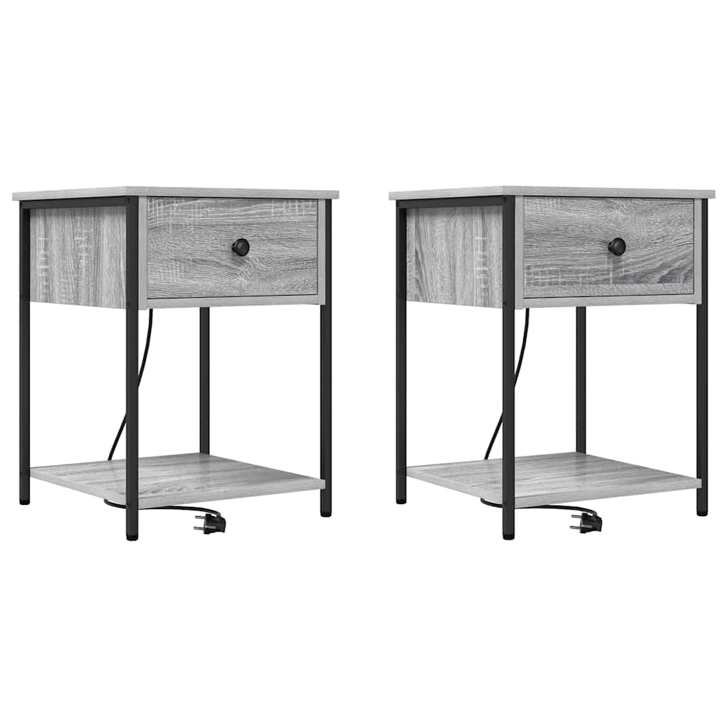 Nachtkastje 2 pcs Grijs Sonoma 42 x 41 x 56 cm Bewerkt hout is nu te koop bij PeponiXL, paradijselijk wonen!