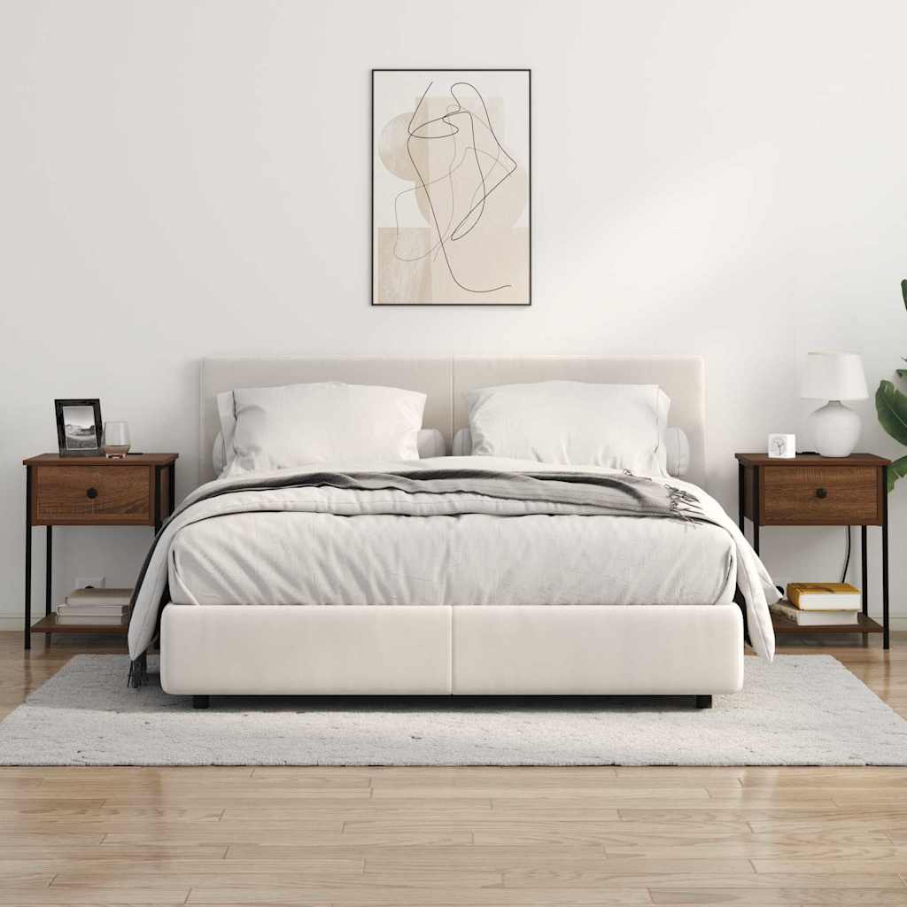 Nachtkastje 2 pcs Bruin Eiken 42 x 41 x 56 cm Bewerkt hout is nu te koop bij PeponiXL, paradijselijk wonen!