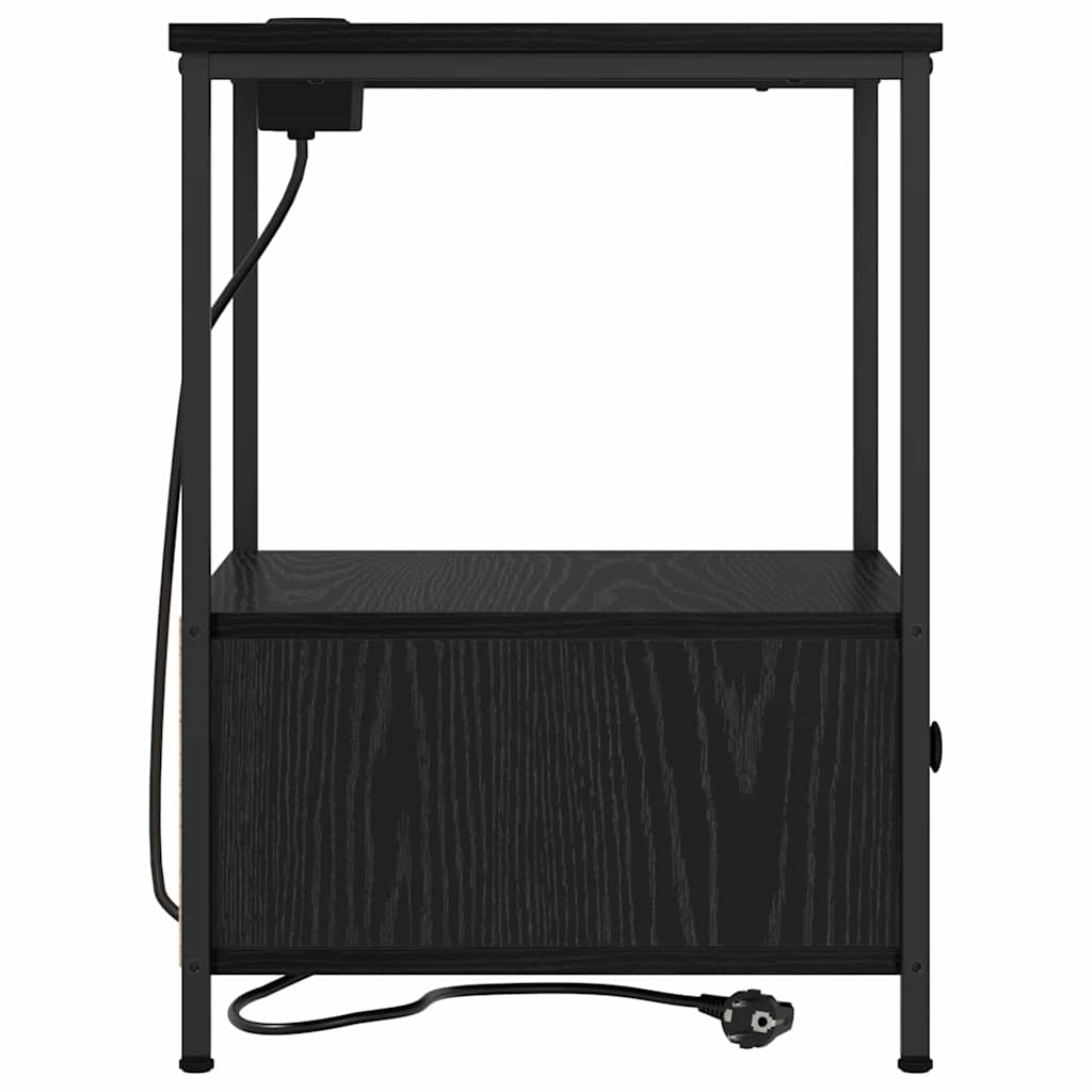 Nachtkastje met lade Zwart Eiken 42 x 41 x 56 cm Bewerkt hout is nu te koop bij PeponiXL, paradijselijk wonen!