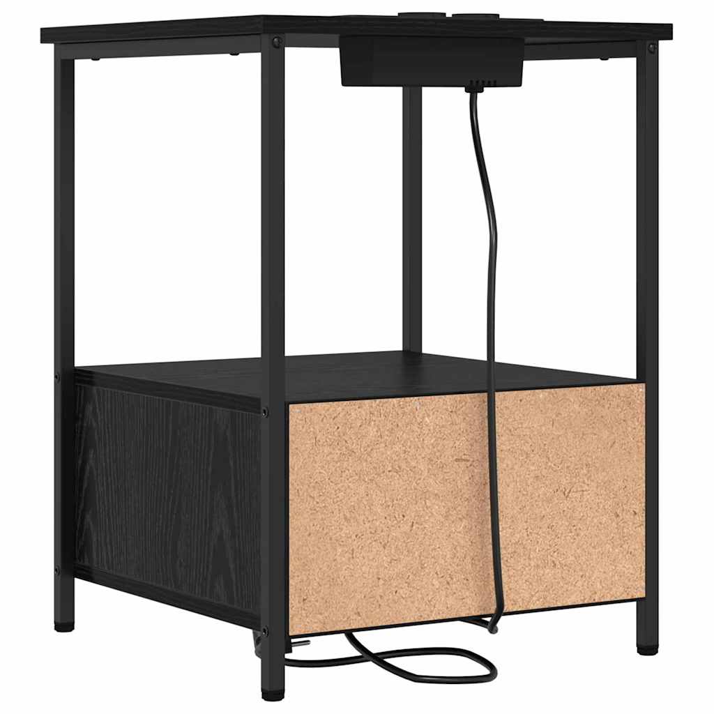 Nachtkastje 2 pcs Zwart Eiken 42 x 41 x 56 cm Bewerkt hout is nu te koop bij PeponiXL, paradijselijk wonen!