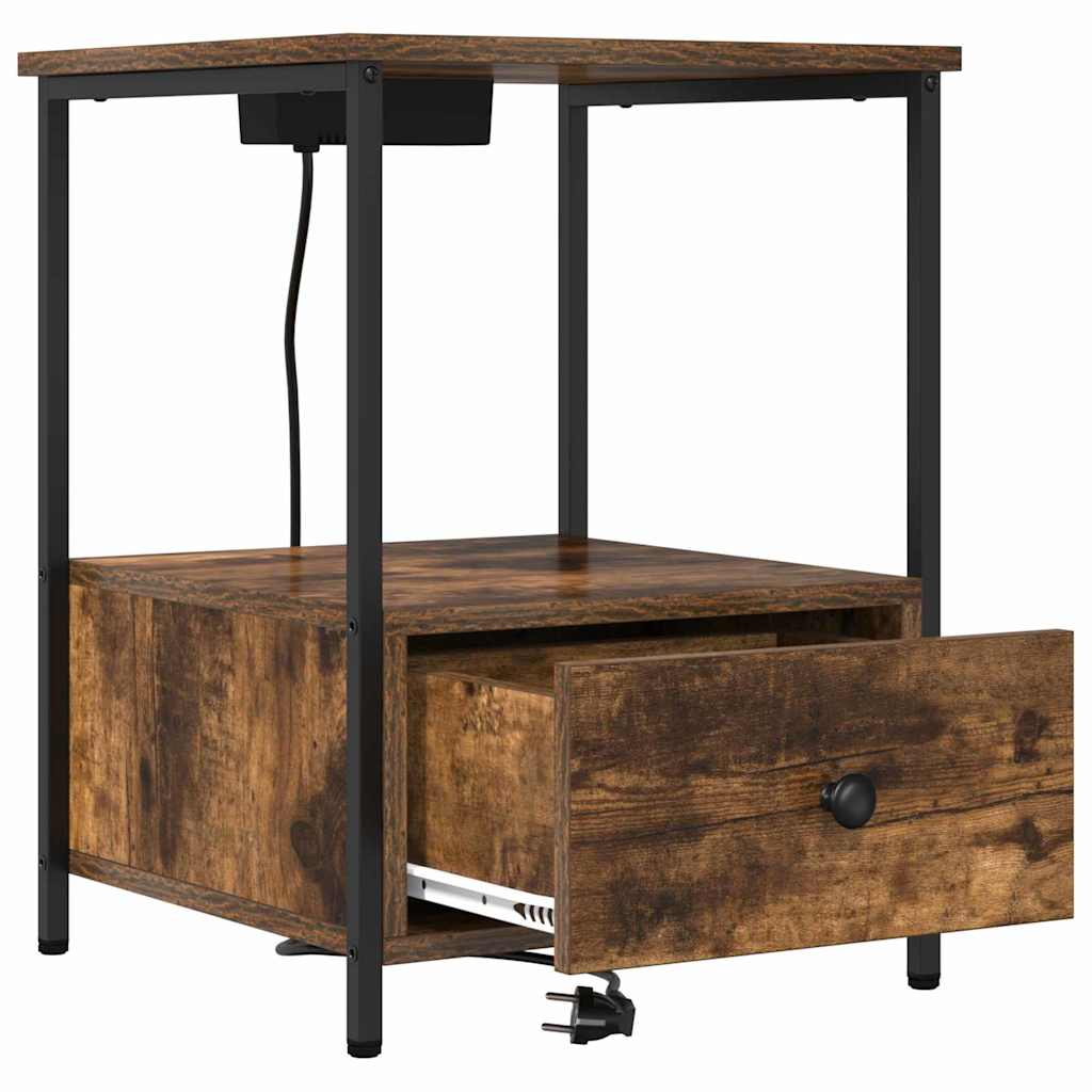 Nachtkastje 2 pcs Gerookt eiken 42 x 41 x 56 cm Bewerkt hout is nu te koop bij PeponiXL, paradijselijk wonen!