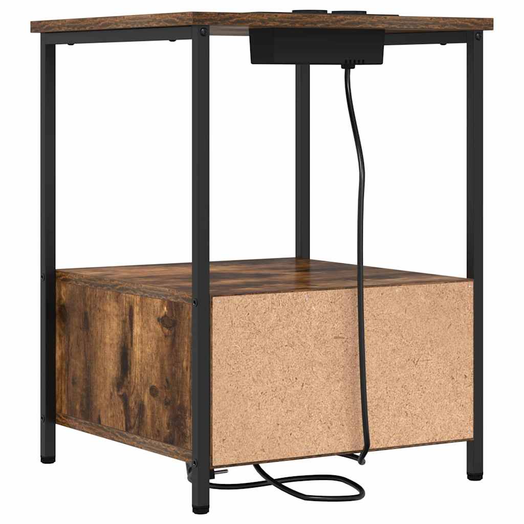 Nachtkastje 2 pcs Gerookt eiken 42 x 41 x 56 cm Bewerkt hout is nu te koop bij PeponiXL, paradijselijk wonen!