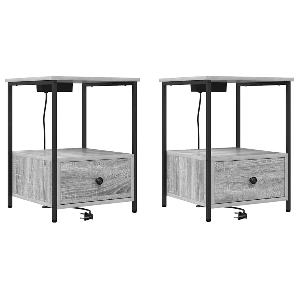 Nachtkastje 2 pcs Grijs Sonoma 42 x 41 x 56 cm Bewerkt hout is nu te koop bij PeponiXL, paradijselijk wonen!