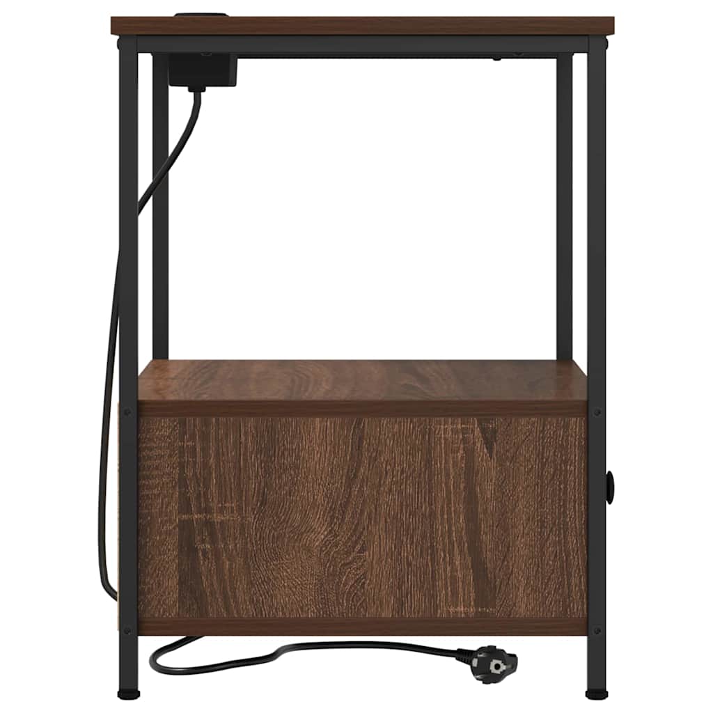 Nachtkastje met lade Bruin Eiken 42 x 41 x 56 cm Bewerkt hout is nu te koop bij PeponiXL, paradijselijk wonen!