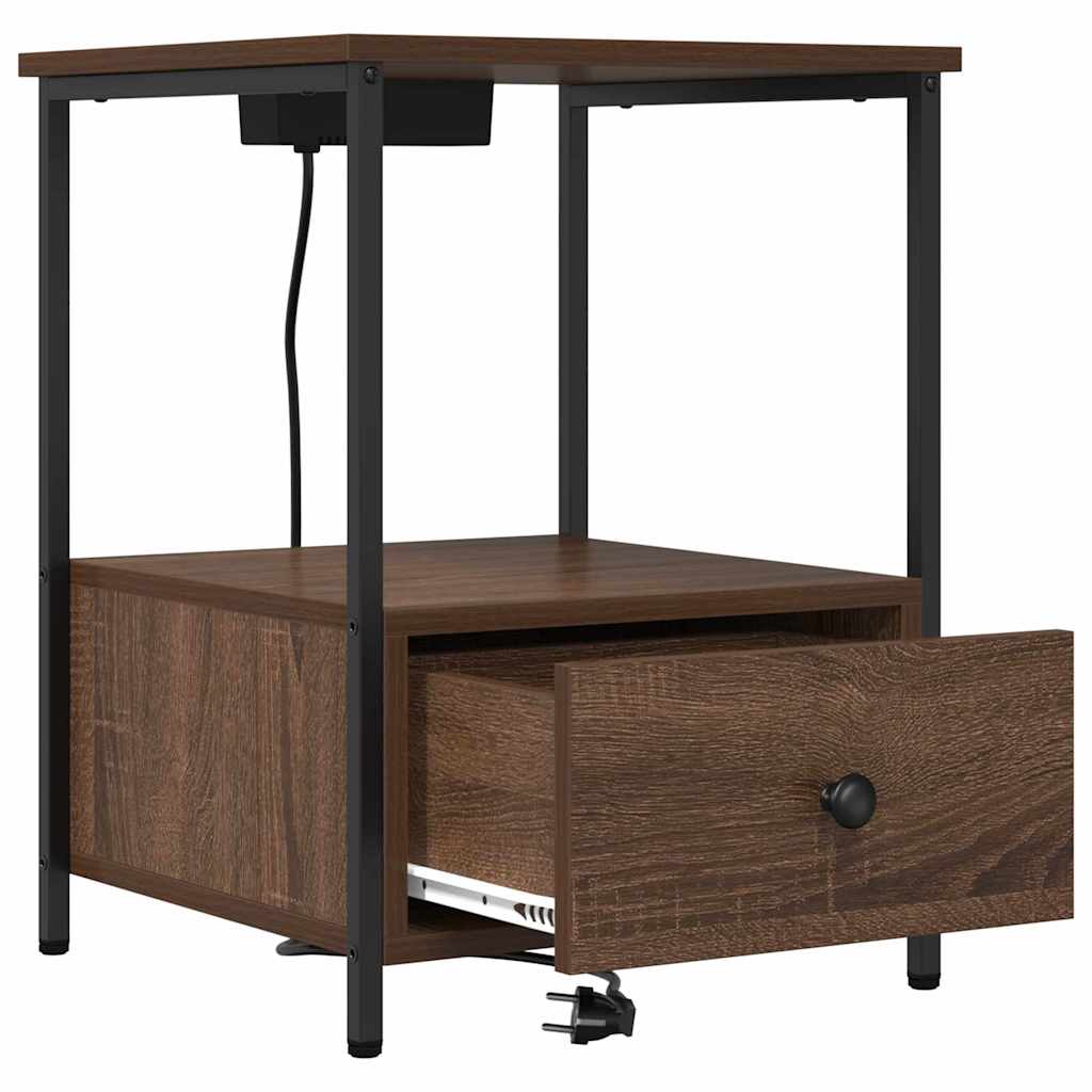 Nachtkastje 2 pcs Bruin Eiken 42 x 41 x 56 cm Bewerkt hout is nu te koop bij PeponiXL, paradijselijk wonen!