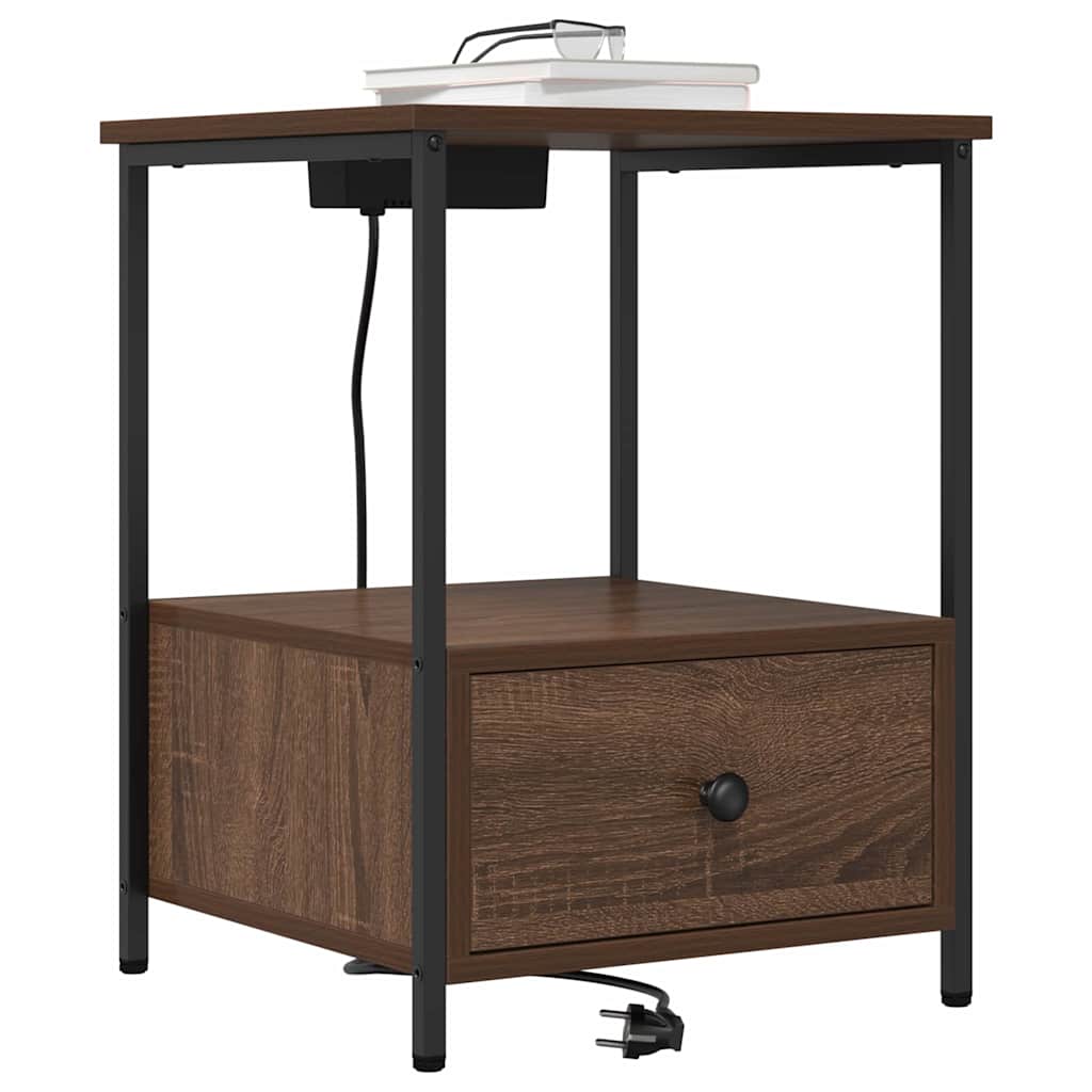 Nachtkastje 2 pcs Bruin Eiken 42 x 41 x 56 cm Bewerkt hout is nu te koop bij PeponiXL, paradijselijk wonen!