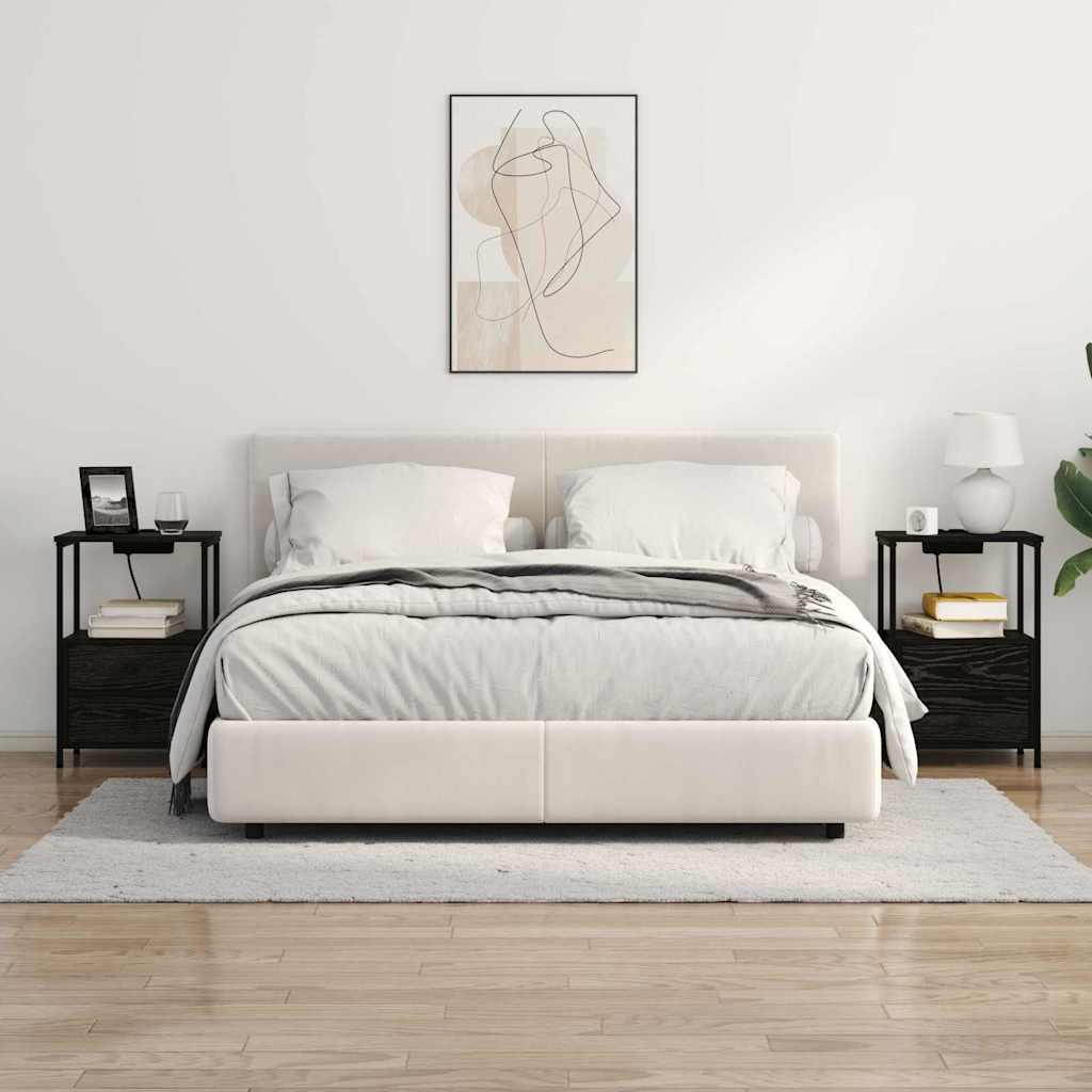 Nachtkastje met lade Zwart Eiken 40 x 31 x 60 cm Bewerkt hout is nu te koop bij PeponiXL, paradijselijk wonen!