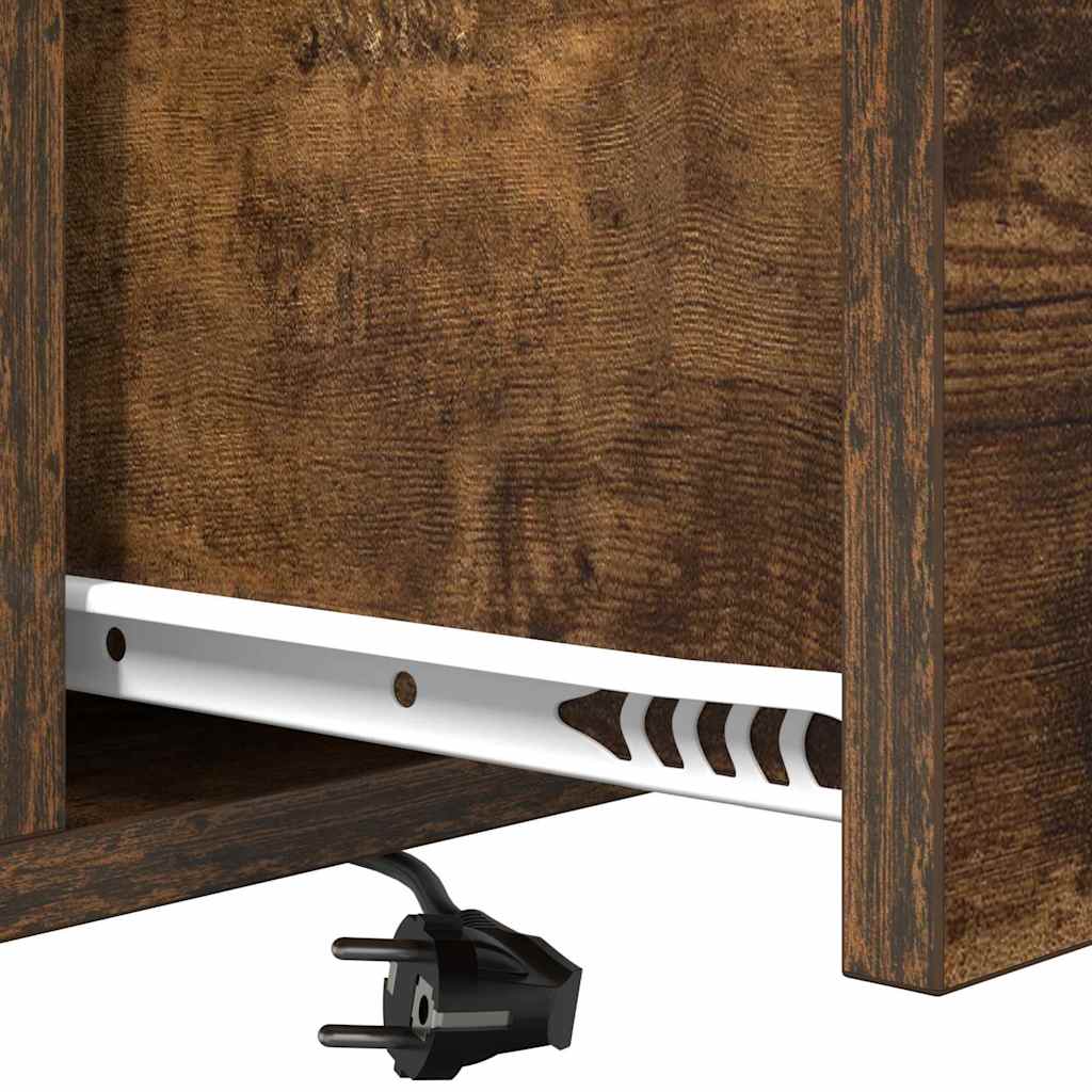 Nachtkastje met lade Gerookt eiken 40 x 31 x 60 cm Bewerkt hout is nu te koop bij PeponiXL, paradijselijk wonen!