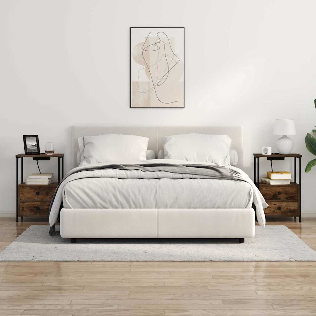 Nachtkastje met lade Gerookt eiken 40 x 31 x 60 cm Bewerkt hout is nu te koop bij PeponiXL, paradijselijk wonen!