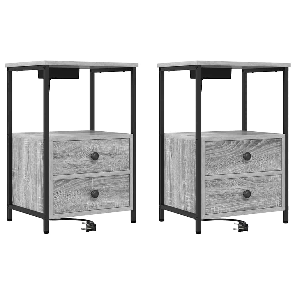 Nachtkastje 2 pcs Grijs Sonoma 40 x 31 x 60 cm Bewerkt hout is nu te koop bij PeponiXL, paradijselijk wonen!