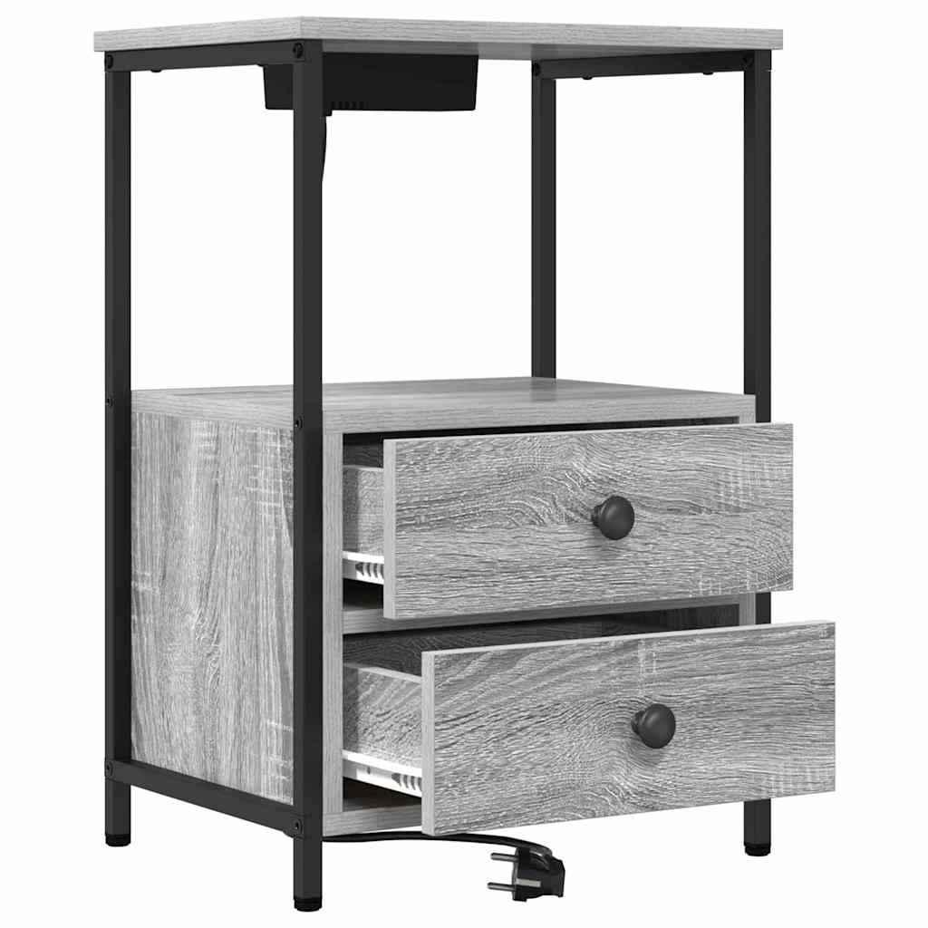 Nachtkastje 2 pcs Grijs Sonoma 40 x 31 x 60 cm Bewerkt hout is nu te koop bij PeponiXL, paradijselijk wonen!