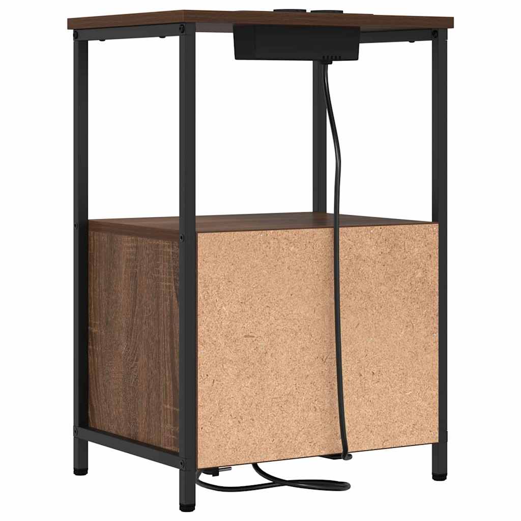 Nachtkastje met lade Bruin Eiken 40 x 31 x 60 cm Bewerkt hout is nu te koop bij PeponiXL, paradijselijk wonen!