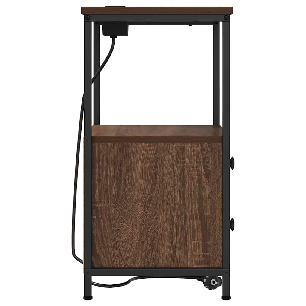 Nachtkastje met lade Bruin Eiken 40 x 31 x 60 cm Bewerkt hout is nu te koop bij PeponiXL, paradijselijk wonen!