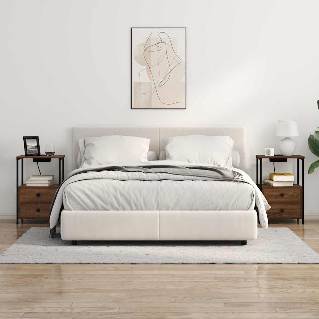 Nachtkastje 2 pcs Bruin Eiken 40 x 31 x 60 cm Bewerkt hout is nu te koop bij PeponiXL, paradijselijk wonen!