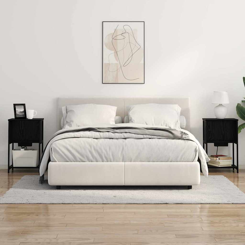 Nachtkastje 2 pcs Zwart Eiken 38 x 31 x 61 cm Bewerkt hout is nu te koop bij PeponiXL, paradijselijk wonen!
