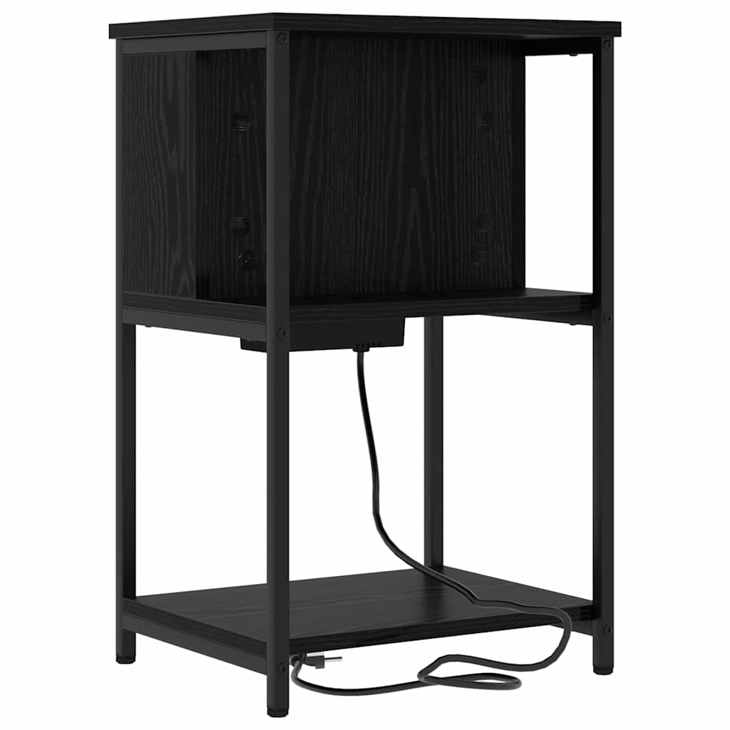 Nachtkastje 2 pcs Zwart Eiken 38 x 31 x 61 cm Bewerkt hout is nu te koop bij PeponiXL, paradijselijk wonen!