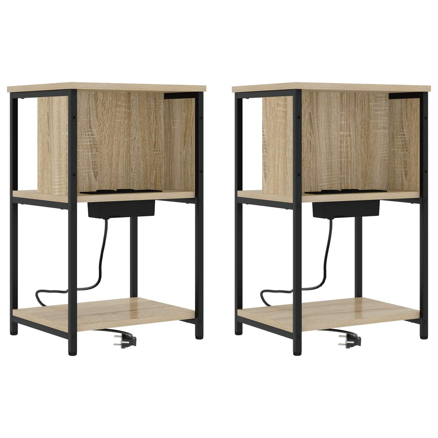 Nachtkastje 2 pcs Sonoma Eiken 38 x 31 x 61 cm Bewerkt hout is nu te koop bij PeponiXL, paradijselijk wonen!
