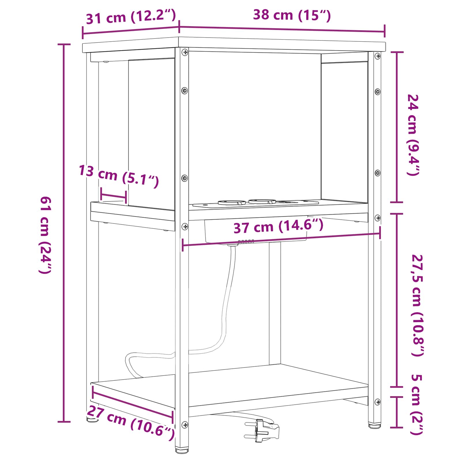 Nachtkastje 2 pcs Sonoma Eiken 38 x 31 x 61 cm Bewerkt hout is nu te koop bij PeponiXL, paradijselijk wonen!