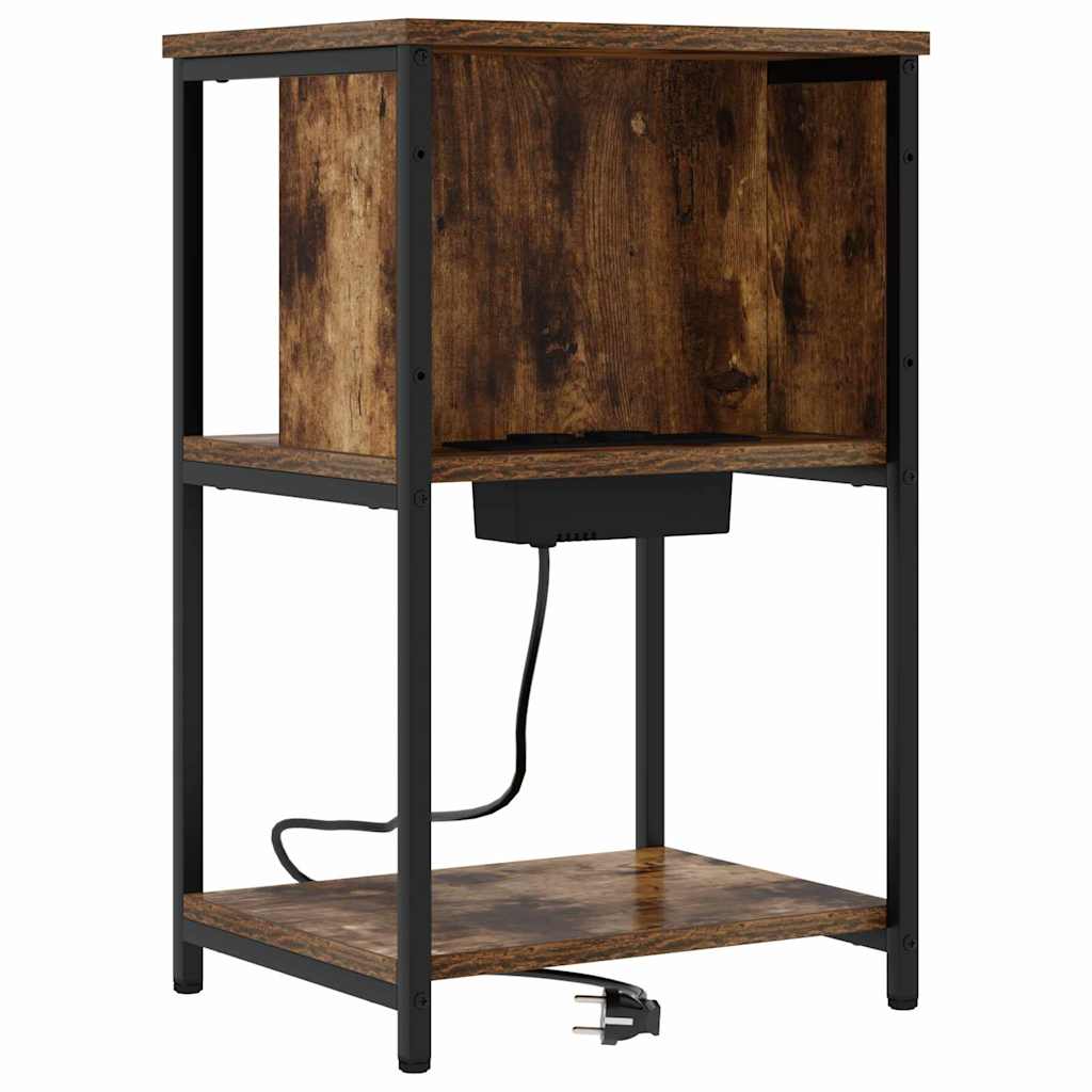 Nachtkastje Gerookt eiken 38 x 31 x 61 cm Bewerkt hout is nu te koop bij PeponiXL, paradijselijk wonen!