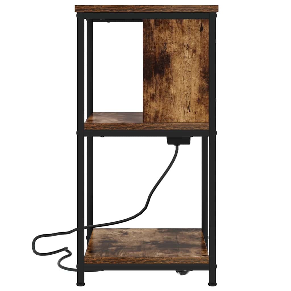 Nachtkastje Gerookt eiken 38 x 31 x 61 cm Bewerkt hout is nu te koop bij PeponiXL, paradijselijk wonen!