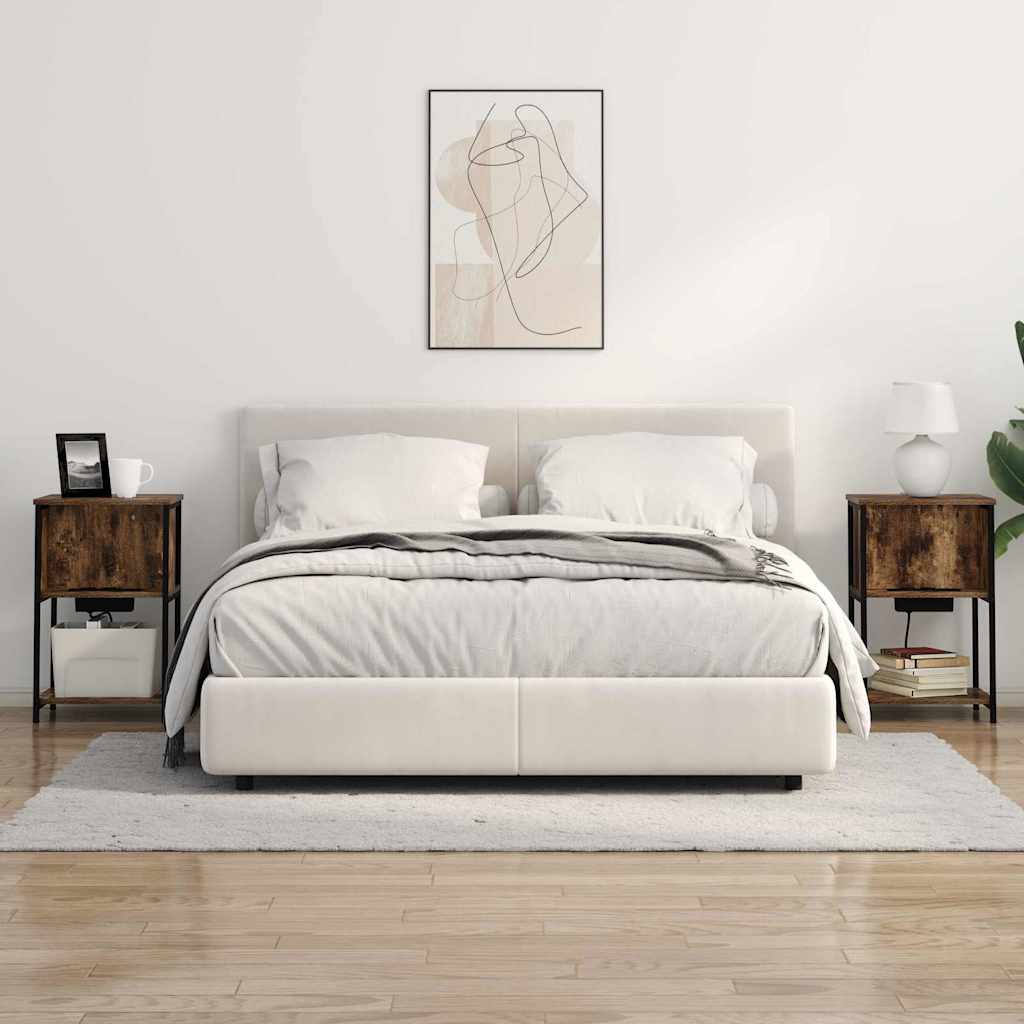 Nachtkastje 2 pcs Gerookt eiken 38 x 31 x 61 cm Bewerkt hout is nu te koop bij PeponiXL, paradijselijk wonen!