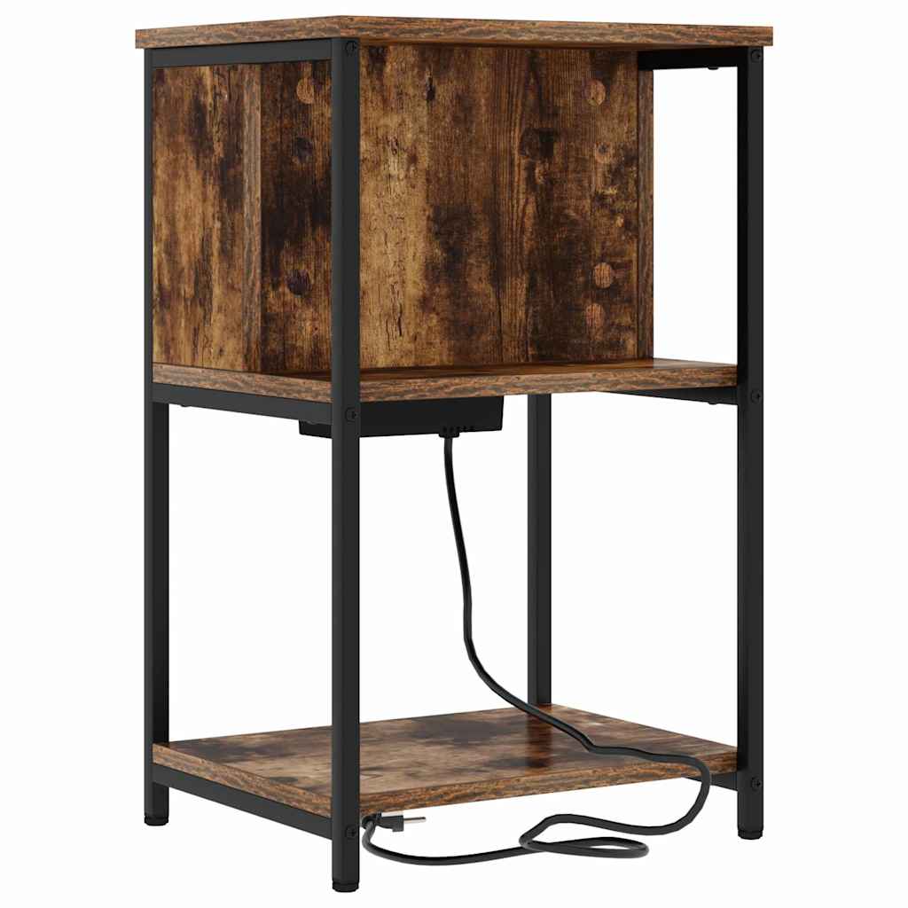 Nachtkastje 2 pcs Gerookt eiken 38 x 31 x 61 cm Bewerkt hout is nu te koop bij PeponiXL, paradijselijk wonen!