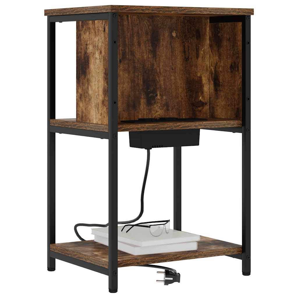 Nachtkastje 2 pcs Gerookt eiken 38 x 31 x 61 cm Bewerkt hout is nu te koop bij PeponiXL, paradijselijk wonen!