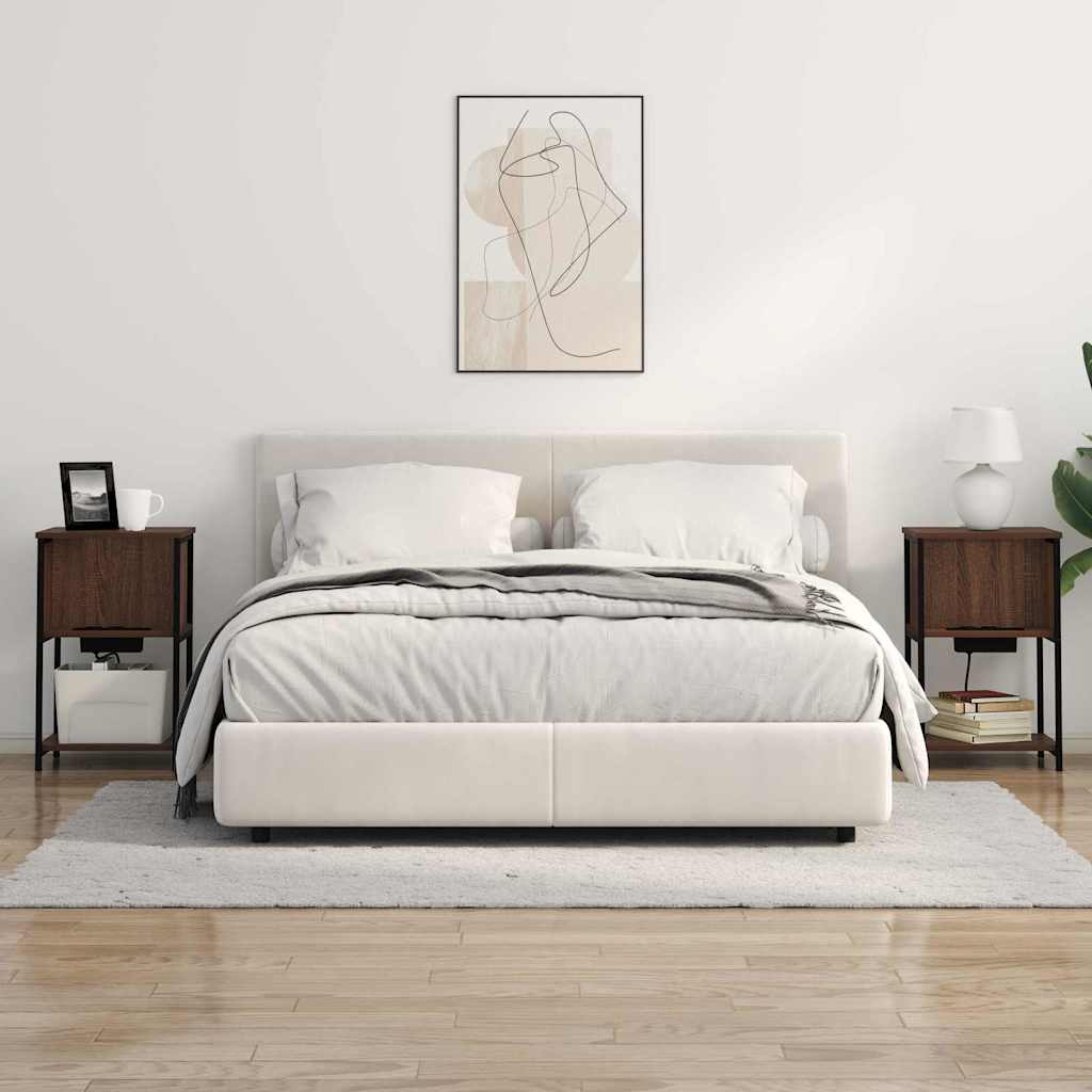 Nachtkastje 2 pcs Bruin Eiken 38 x 31 x 61 cm Bewerkt hout is nu te koop bij PeponiXL, paradijselijk wonen!