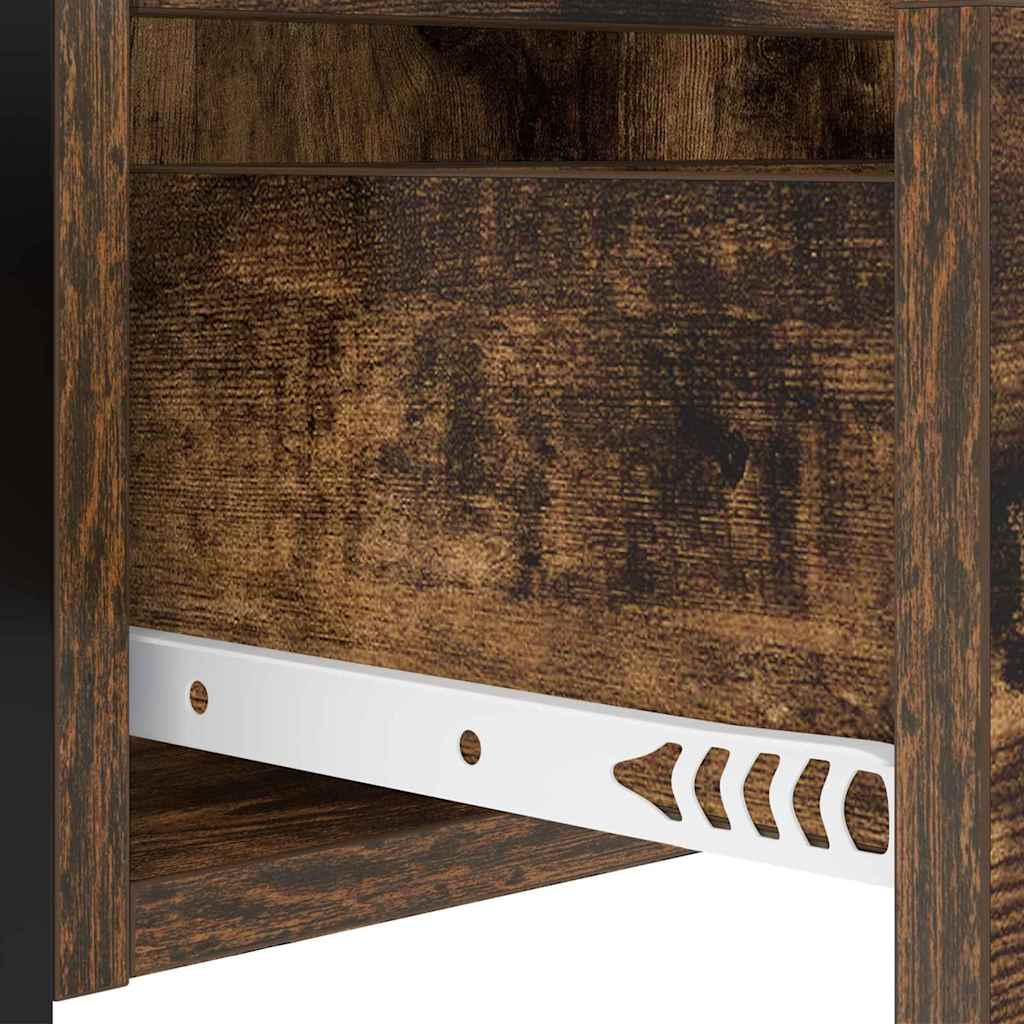 Nachtkastje 2 pcs Gerookt eiken 40 x 31 x 60 cm Bewerkt hout is nu te koop bij PeponiXL, paradijselijk wonen!