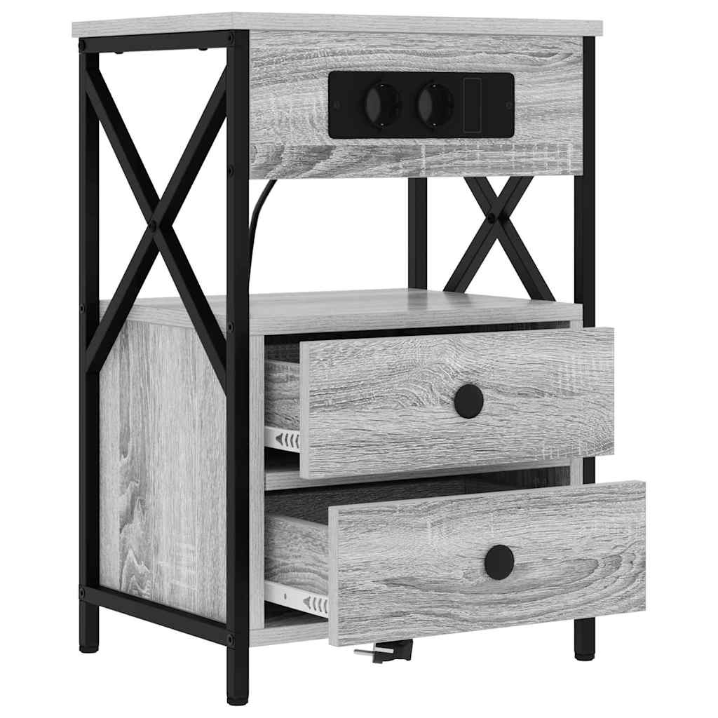 Nachtkastje 2 pcs Grijs Sonoma 40 x 31 x 60 cm Bewerkt hout is nu te koop bij PeponiXL, paradijselijk wonen!