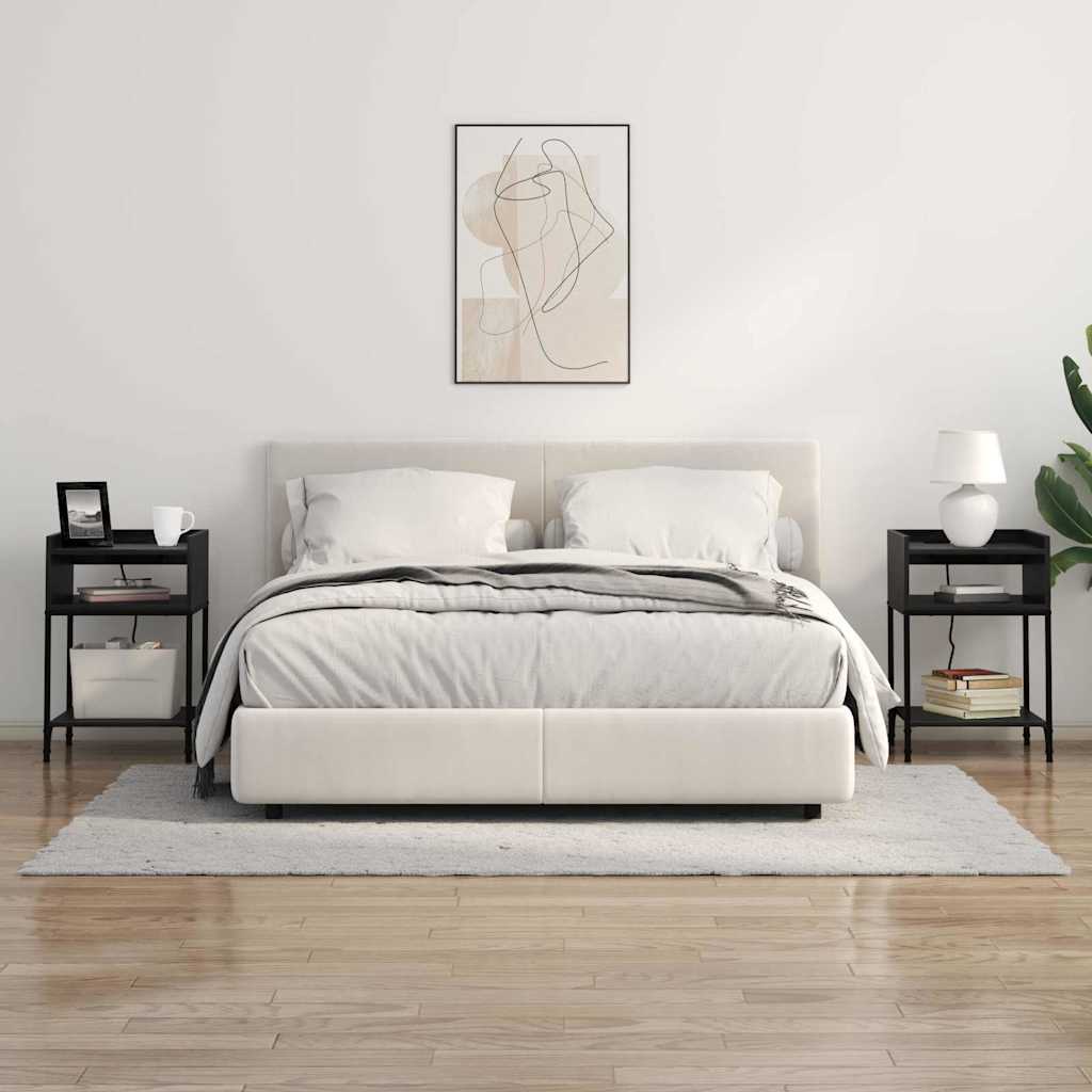 Nachtkastje met plank Zwart Eiken 40 x 40 x 61 cm Bewerkt hout is nu te koop bij PeponiXL, paradijselijk wonen!