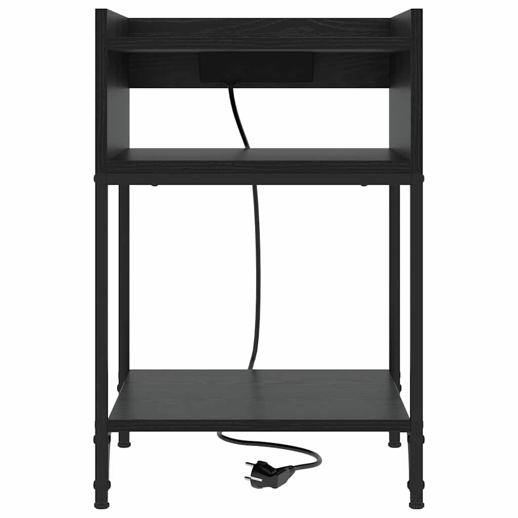 Nachtkastje 2 pcs Zwart Eiken 40 x 40 x 61 cm Bewerkt hout is nu te koop bij PeponiXL, paradijselijk wonen!