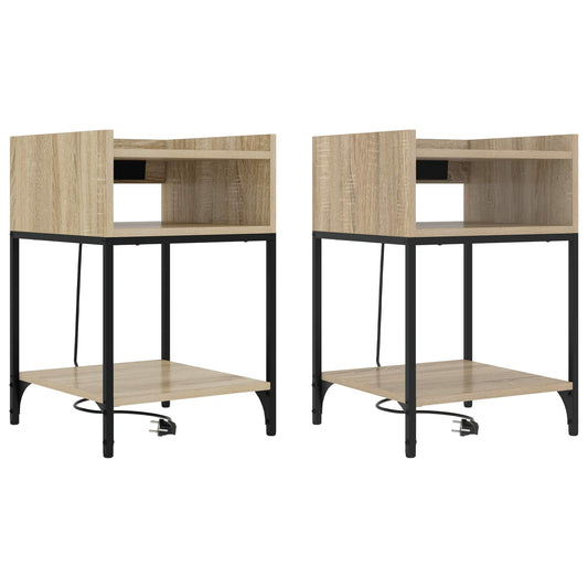 Nachtkastje 2 pcs Sonoma Eiken 40 x 40 x 61 cm Bewerkt hout is nu te koop bij PeponiXL, paradijselijk wonen!