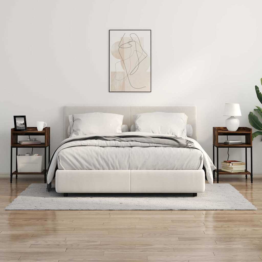 Nachtkastje 2 pcs Gerookt eiken 40 x 40 x 61 cm Bewerkt hout is nu te koop bij PeponiXL, paradijselijk wonen!