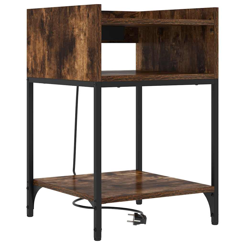 Nachtkastje 2 pcs Gerookt eiken 40 x 40 x 61 cm Bewerkt hout is nu te koop bij PeponiXL, paradijselijk wonen!