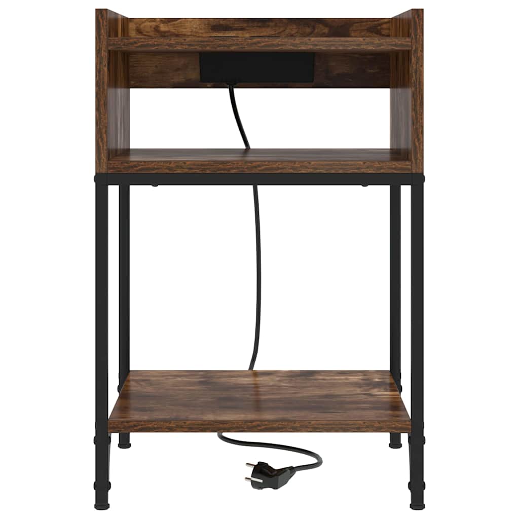 Nachtkastje 2 pcs Gerookt eiken 40 x 40 x 61 cm Bewerkt hout is nu te koop bij PeponiXL, paradijselijk wonen!